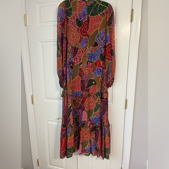 Farm Rio Hidden Animals Mock Neck Long Sleeve Tiered Dress - Picture 4 of 5